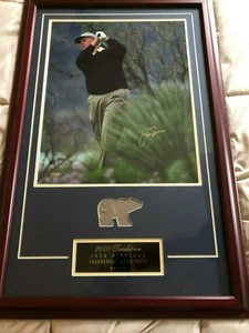 2000 JACK NICKLAUS AUTOGRAPH & PANTS SWATCH FRAMED PHOTO 59/75. UD COA - Picture 1 of 9