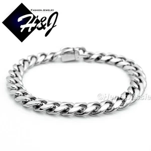 9 Zoll HERREN Edelstahl 10 x 4 mm Silber Kubanische Panzerkette Gliederkette Armband *B124 - Bild 1 von 2