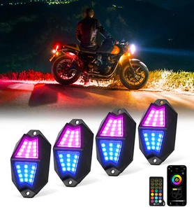 Aluminium RGBW LED Rocker Light Underglow Light Kits App Remote Control - 4 Pods - Picture 1 of 7