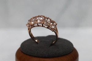 9ct Rose Gold Morganite Half Eternity Ring - Size K - Picture 1 of 9