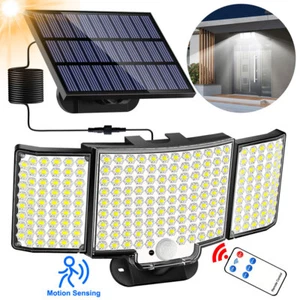 Solar Powered 212 LED Wall Flood Light Outdoor Security Light PIR Motion Sensor - Picture 1 of 15
