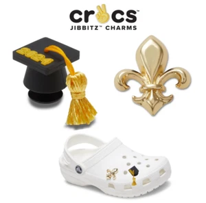 Genuine CROCS Jibbitz [Graduation CAP2024+ FLEUR deLIS Gold Metal] *Paid US-duty - Picture 1 of 4