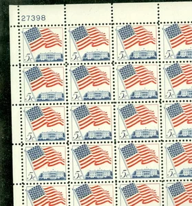 US #1208 5¢ Flag & White House, Complete sheet of 100, - Picture 1 of 1