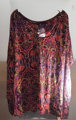 Roaman's Women's 40W  Multicolour Button Short Sleeve Tunic Blouse As Is New - Image 1 of 4