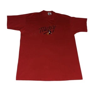 Vintage Mickey & Co Embroidered Graphic Red Short Sleeve T Shirt Size XL 25x34 - Picture 1 of 7