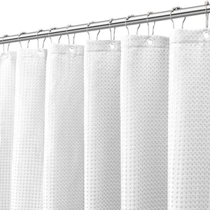 Waffle Textured Shower Curtain, Heavy Duty Thick Fabric Shower Curtain with M... - Picture 1 of 7