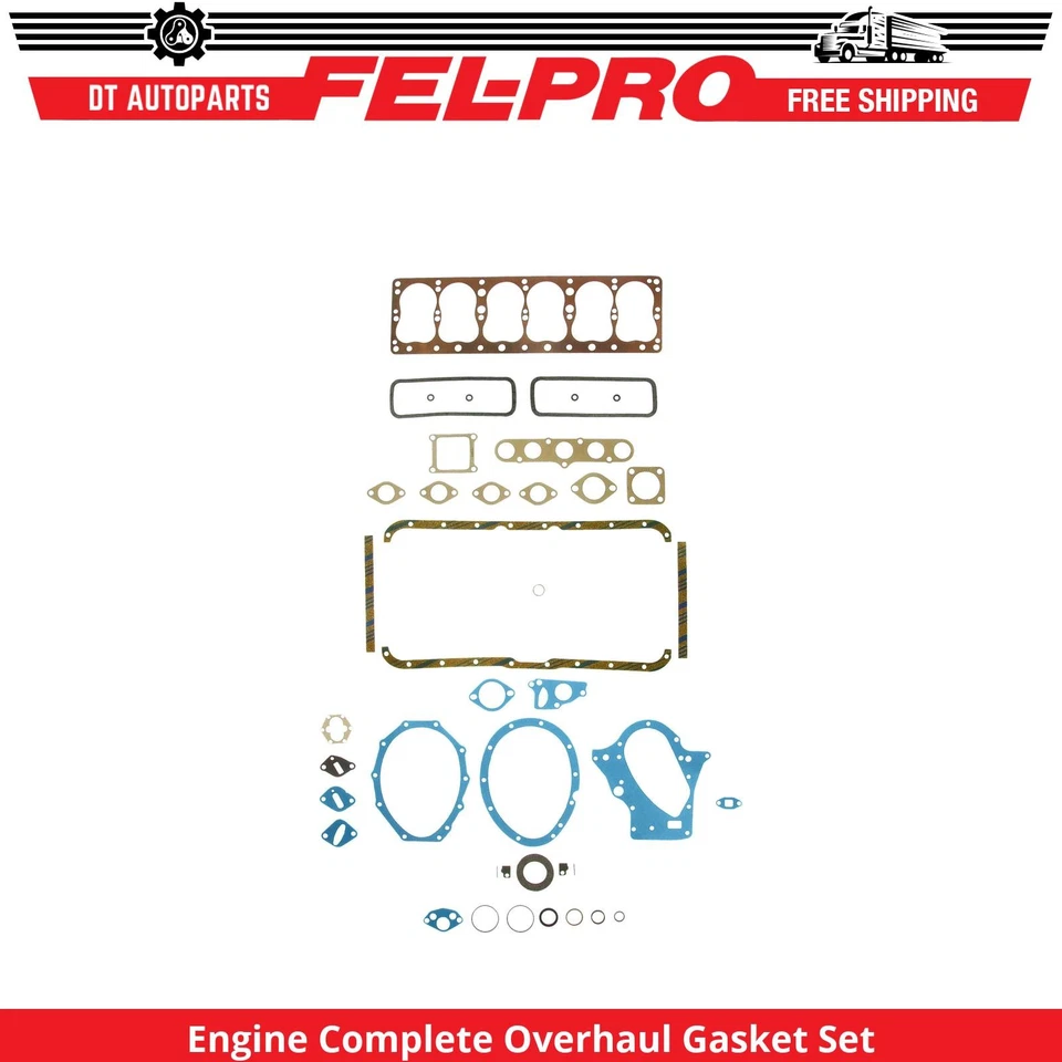 For 1950 DeSoto S-14 3.9L L6 Engine Complete Overhaul Gasket Set Fel-Pro - Image 1 of 1