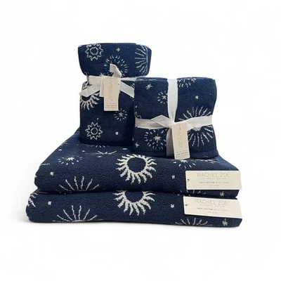 Juego de toallas de baño Rachel Zoe Celestial Sun Moon Stars 8 piezas 100 % algodón suave Foto 1 de 4