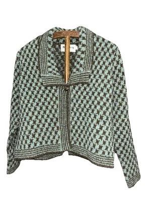 Harley of Scotland Sweater Houndstooth Cardigan Small - Image 1 of 4