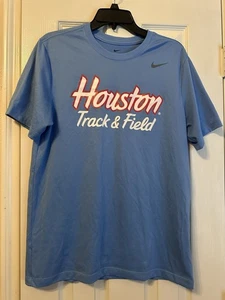 Nike Houston Cougars Track And Field Team Issued Blue Shirt Size Medium - Picture 1 of 4