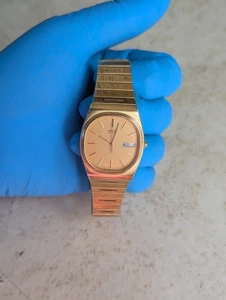Vintage Seiko Men 6533-5029 Dress Gold Tone Dial Day Date Quartz Watch New Battr - Picture 1 of 11