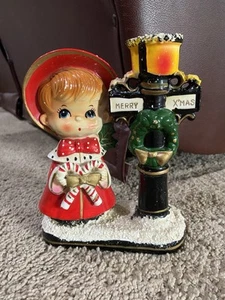 Portacandele vintage fiore di Natale Giappone caroler ragazza lampada post - Foto 1 di 15