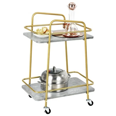 Gold Serving Cart Utility Trolley on Wheel Rolling Kitchen Rack w/Handle - Image 1 of 4