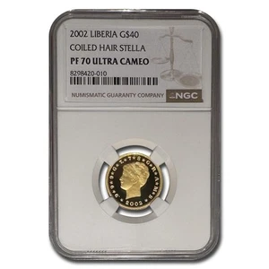 2002 Liberia Gold 40 Dollars Stella PF-70 NGC (Coiled Hair) - Picture 1 of 3