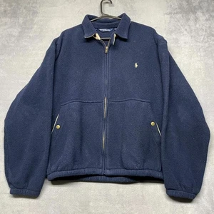 Vintage Polo Ralph Lauren Harrington Fleecejacke Herren Large Navy Blau Pony Logo - Bild 1 von 9