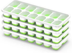 Bandeja para Cubitos de Hielo con Tapa, Paquete de 4 Bandejas para Cubitos de Hielo Apilables Duraderas para Congelador con - Imagen 1 de 11