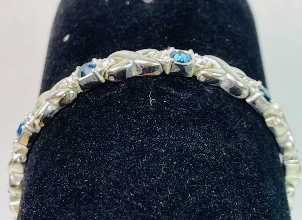 Pulsera tenis Avon imitación zafiro cristal y metal pedrería bisutería Foto 1 de 4