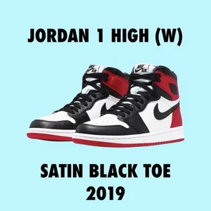 JORDAN 1 RETRO HIGH OG SATIN BLACK TOE SIZE (CD0461-016) Size 7 W - Picture 1 of 5