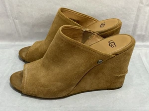 Ugg Shoes Women’s Suede Peep Toe Booties Size 8 S/N 1019894 Dark Tan Brown Cute - Picture 1 of 10