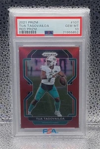 2021 Prizm Red Prizm Retail SSP Miami Dolphins Tua Tagovailoa PSA 10 #107 - Foto 1 di 1