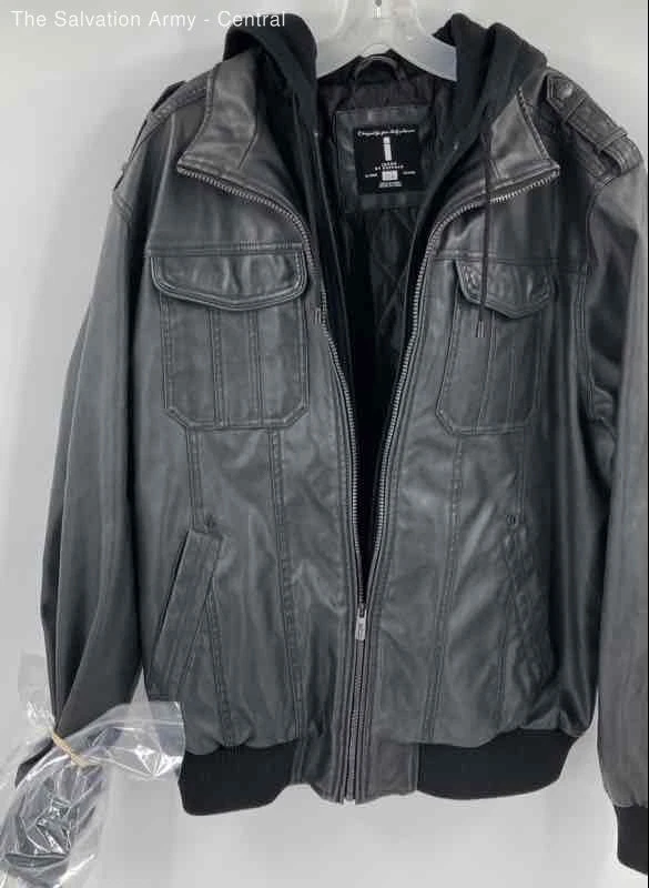 Jeans By Buffalo Mens Black Gray Long Sleeve Hooded Full Zip Jacket Size Large - Image 1 of 4