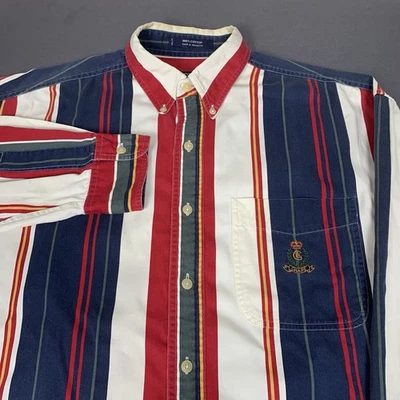 Vintage Chaps Ralph Lauren Men’s Striped Button Down Size Large, Red Blue Green - Image 1 of 4