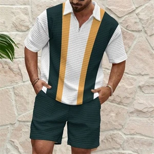 Herren Trainingsanzug 2-teiliges Set Kurzarm T-Shirt Shorts Jogginganzug Outfit Set - Bild 1 von 15