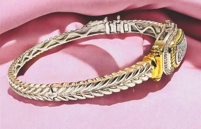 Elegante brazalete con bisagras de diamantes pavé de plata esterlina KAY JEWELERS JWBR usado en excelente estado 7,25” Foto 1 de 4