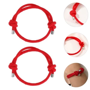 2 Stück Rot Schnur Armband Liebhaber Geflochtene Armbänder Freundschaftsseil - Bild 1 von 12