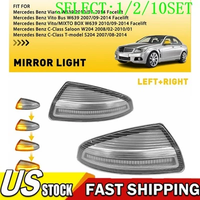 Door Mirror Turn Signal Light For Mercedes Benz W204 S204 08-14 W639 Vito 1~10X - Image 1 of 4