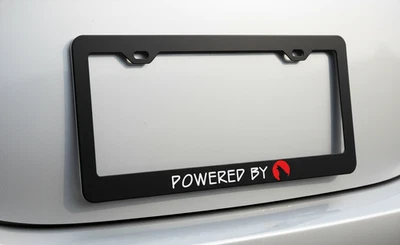 Marco de matrícula Powered by Godzilla Premium metal negro estilo carreras PREMIUM Foto 1 de 3