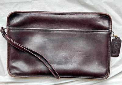 Vintage 70's COACH Zip Utility Pouch clutch Wallet  Case Burgundy RARE - Image 1 of 4