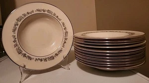 Set Of 12 Lenox Porcelain Promise Pattern Platinum Trimmed 8.25" Soup Bowls - Picture 1 of 5