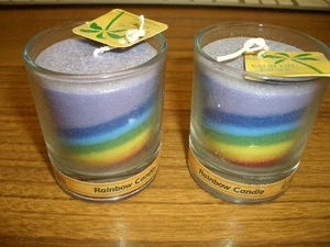 Vela tarro de vidrio votivo arco iris sin perfume cera de palma 100 % ecológica 2,5 oz - Imagen 1 de 5