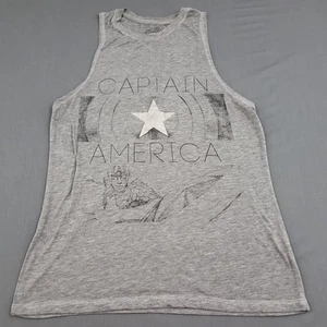 Marvel Shirt Donna Medium M Senza Maniche Capitan America Tank Pullover Tessuto Grigio - Foto 1 di 11