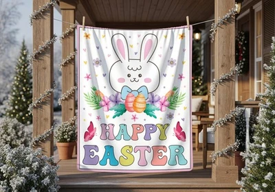 Happy Easter Cute Easter Eggs Gift Cozy Blanket - Image 1 of 4