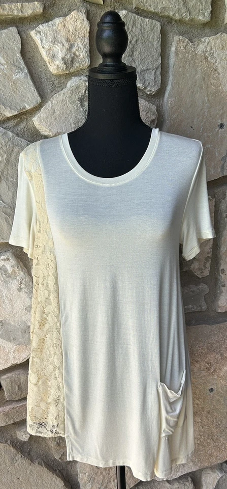 Top túnica pequeño amarillo dobladillo aymétrico ribete encaje LOGO de LORI GOLDSTEIN NUEVO SIN ETIQUETAS Foto 1 de 4