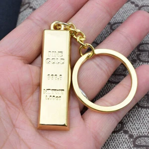 1× Creative Keychain Key Holder Gold Bar Golden Brick Shape Pendant Keyring Gift - Picture 1 of 12