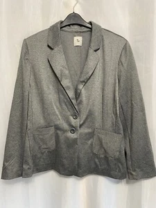 ;920 Tu Sz 18 Grey Pinstriped Suit Jacket Pockets - Picture 1 of 5