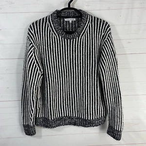 Elizabeth And James Womens Striped Sweater XL Black White Contrast Knit Pullover - Picture 1 of 14