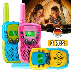 3x Walkie Talkie Set Für Kinder Funkgerät 3km Reichweite Kindergeschenk 8 Kanäle - Zdjęcie 1 z 17