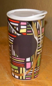 Starbucks 2014 Abstract Stripes BLACK DOT 12 oz Travel Tumbler/Mug - Picture 1 of 4