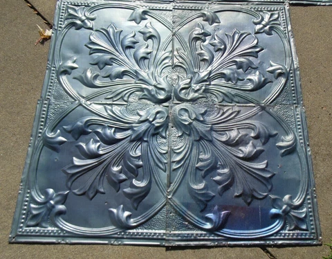 SALE Gorgeous 36x36 Antique Victorian Gothic Ceiling Tin Tile Acanthus Medallion Cover