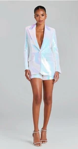 Blazer y Pantalones Cortos 2 Ps Nadine Merabi Karla Blanco Iridiscente Talla S - Imagen 1 de 23