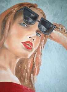 Portrait Woman Original oil painting Wall art Collectible Art Handmade 16x12 in - Picture 1 of 5