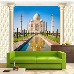 Vlies Fototapete Wandtapete Wandbilder Blau Und Weiß Taj Mahal 1199 - Picture 1 of 4