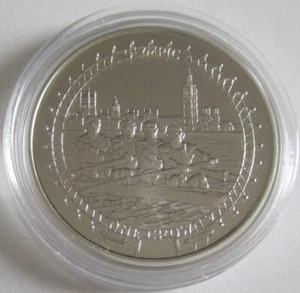 Isle of Man 1 Crown 2010 Olympics London Rowing & Palace of Westminster Silver - Picture 1 of 2