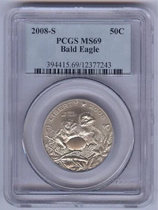 2008-S Bald Eagle Commemorative Half Dollar + PCGS + MS-69 - Picture 1 of 4