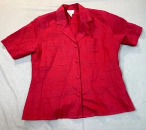 Carry Back Shirt Top Size 6 Womens Red Vintage Shoulder Pads Short Sleeve - Picture 1 of 13