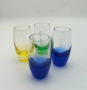 4 Carnival Cruise Lines Shot Glasses: 2 Blue 1 Green 1 Yellow Heavy Collectible - Picture 1 of 5